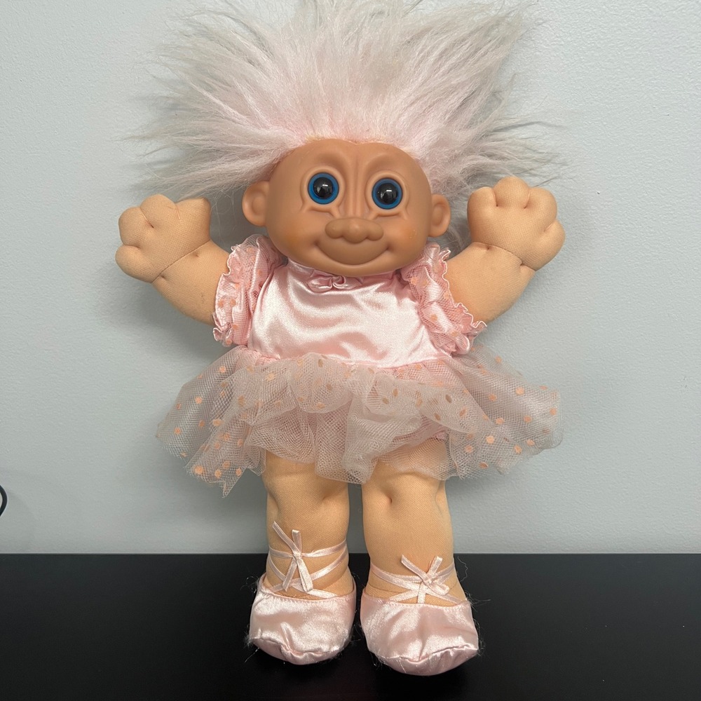 Vintage 90's TROLL KIDZ by Russ TWINKLES 12" Doll Pink Hair & Tutu Ballerina